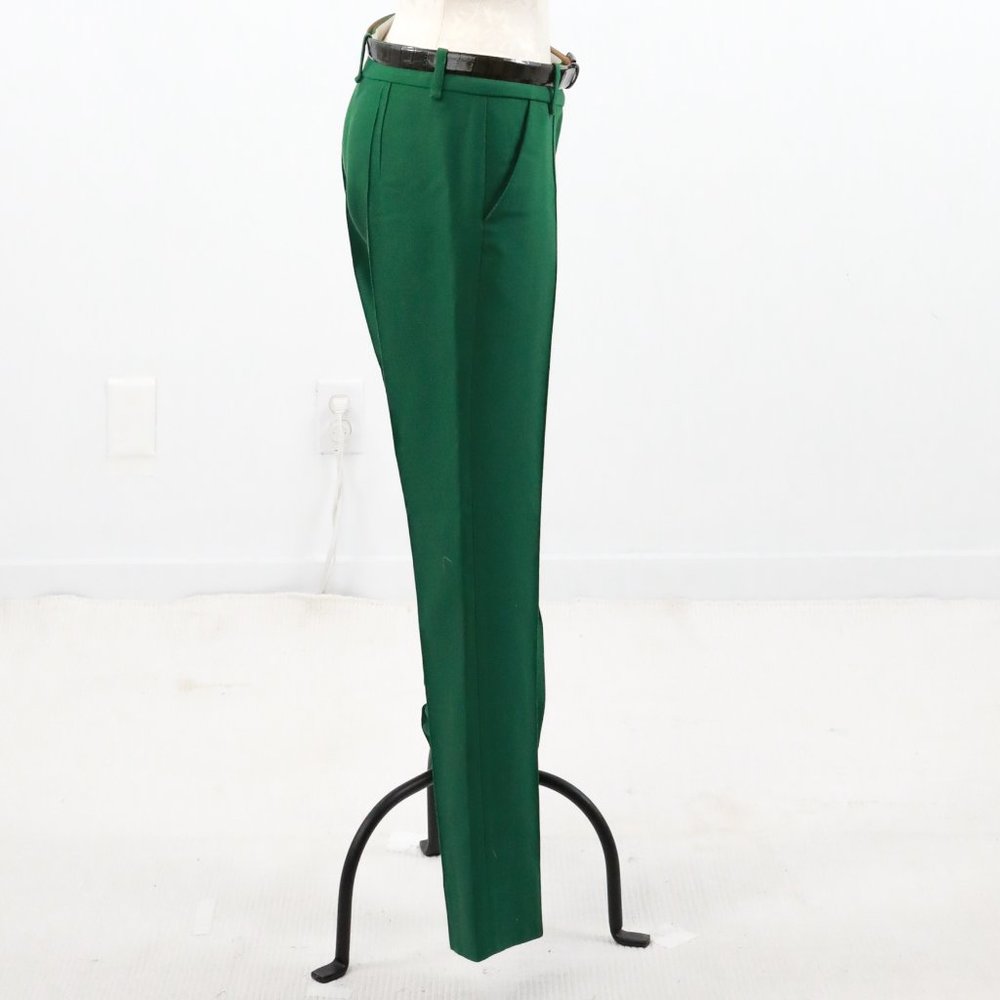 Runway Oscar De La Renta Pants 8 Wool Trousers Green Christmas Holiday Party - Picture 4 of 9